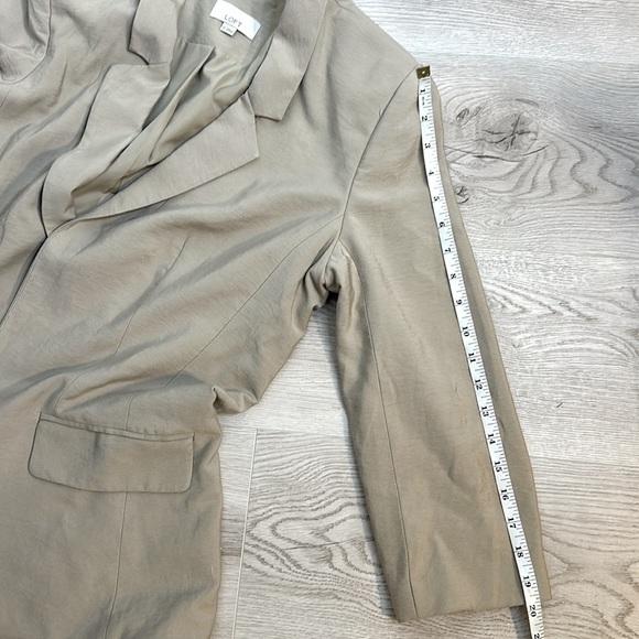 LOFT Womens Beige Cotton Blend Longline Blazer Size 12 Relaxed Fit Quiet Luxury - Picture 10 of 10